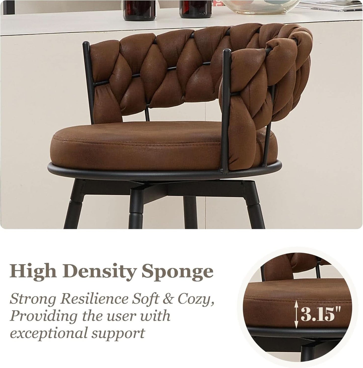Modern Swivel Bar Stools Set of Two Stylish Design