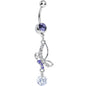 Purple Gem Bejeweled Butterfly Dangle Belly Ring