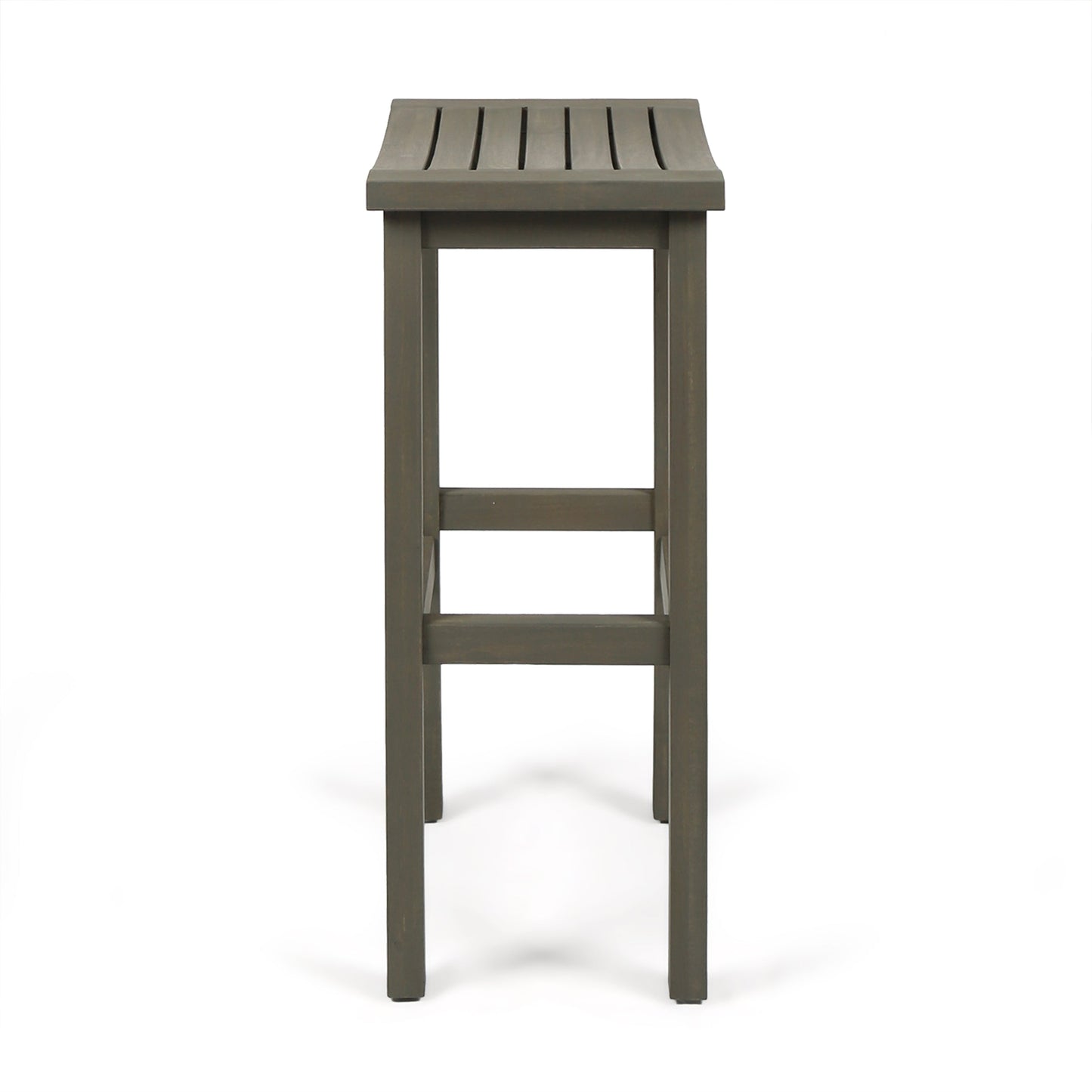 Outdoor Balcony Bar Set Acacia Wood Gray 3 Piece Table 2 Stools Seats 2