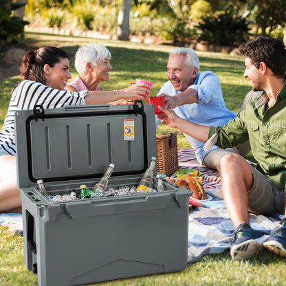 50 QT Rotomolded Cooler Insulated Portable Ice Chest with Integrated Cup Holders