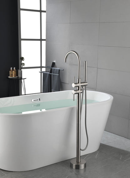 Floor Mounted Tub Faucet High Flow Freestanding Tub Filler with Handheld Shower Swivel