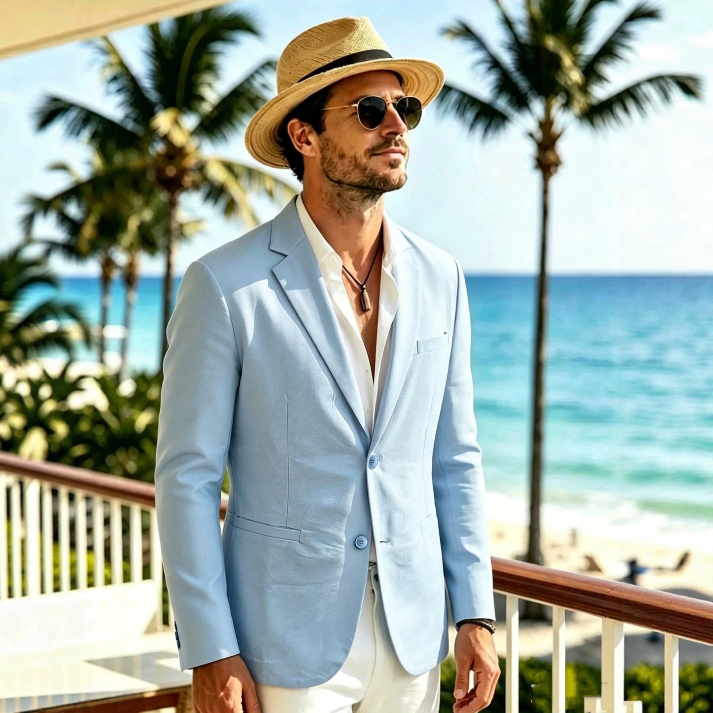 Mens Thin Casual Linen Business Suit Jacket