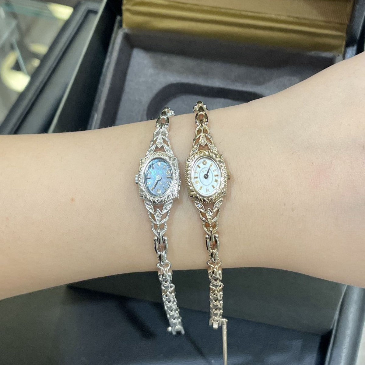 Vintage Square Watch For Women A Dainty Mini Square Design With A Wheat-sheaf Motif