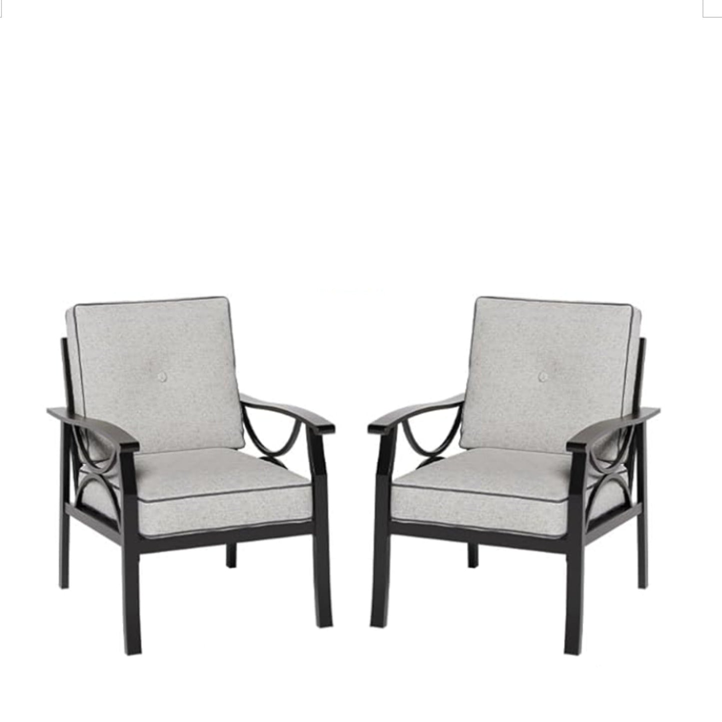 Outdoor Patio Set Metal Black Gray Cushion 4 Piece Seats 5