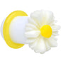 0G White Acrylic White Daisy Flower Single Flare Plug
