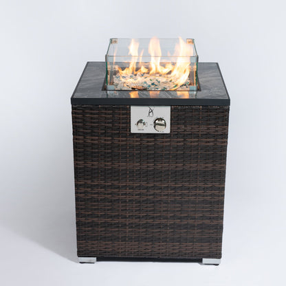 24' Propane Gas Fire Pit Table, 50000 BTU Square Fire Pit, Tile Tabletop with