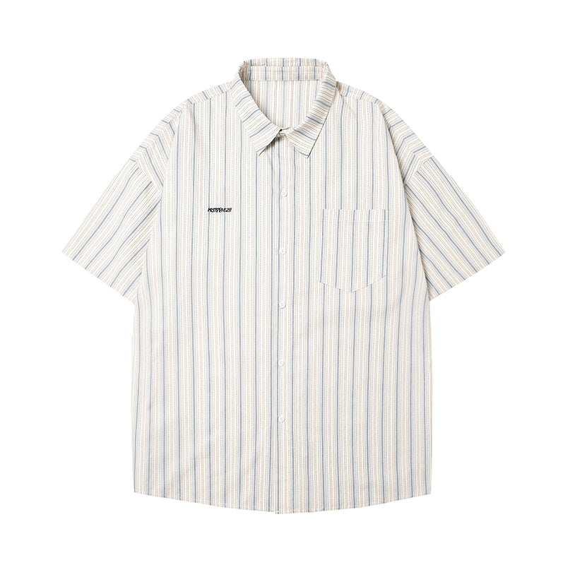 Men's Solid-Color Striped Short-Sleeve Top