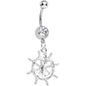 Crystalline Gem Captain Take the Wheel and Anchor Dangle Belly Ring