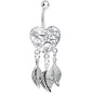 Crystalline Gem Filigree Heart Dreamcatcher Dangle Belly Ring