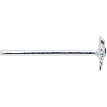 925 Sterling Silver 22G Green CZ Shamrock Bendable Nose Bone