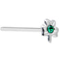 925 Sterling Silver 22G Green CZ Shamrock Bendable Nose Bone