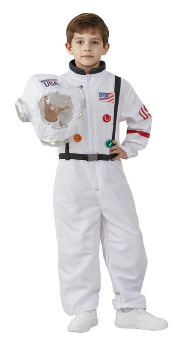 KIMI HOUSE Kinder Astronauten Kostüm Raumanzug Jungen Mädchen Weiß Größe 7-9J