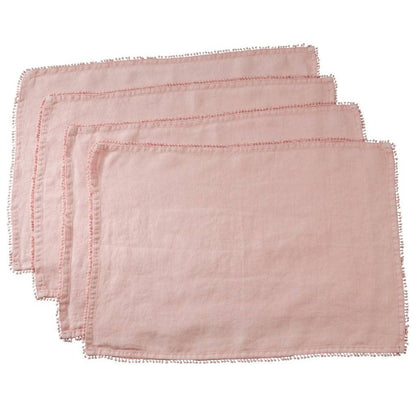 Fennco Styles Pomponin Collection Pom Pom Design 100% Linen Table Runner