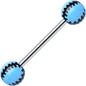 Light Blue Acrylic Double Play Baseball Barbell Tongue Ring