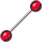 Red Acrylic Double Play Baseball Barbell Tongue Ring