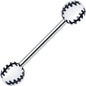 White Acrylic Double Play Baseball Barbell Tongue Ring