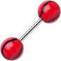 Red Acrylic Playing Doubles Tennis Ball Barbell Eyebrow Ring