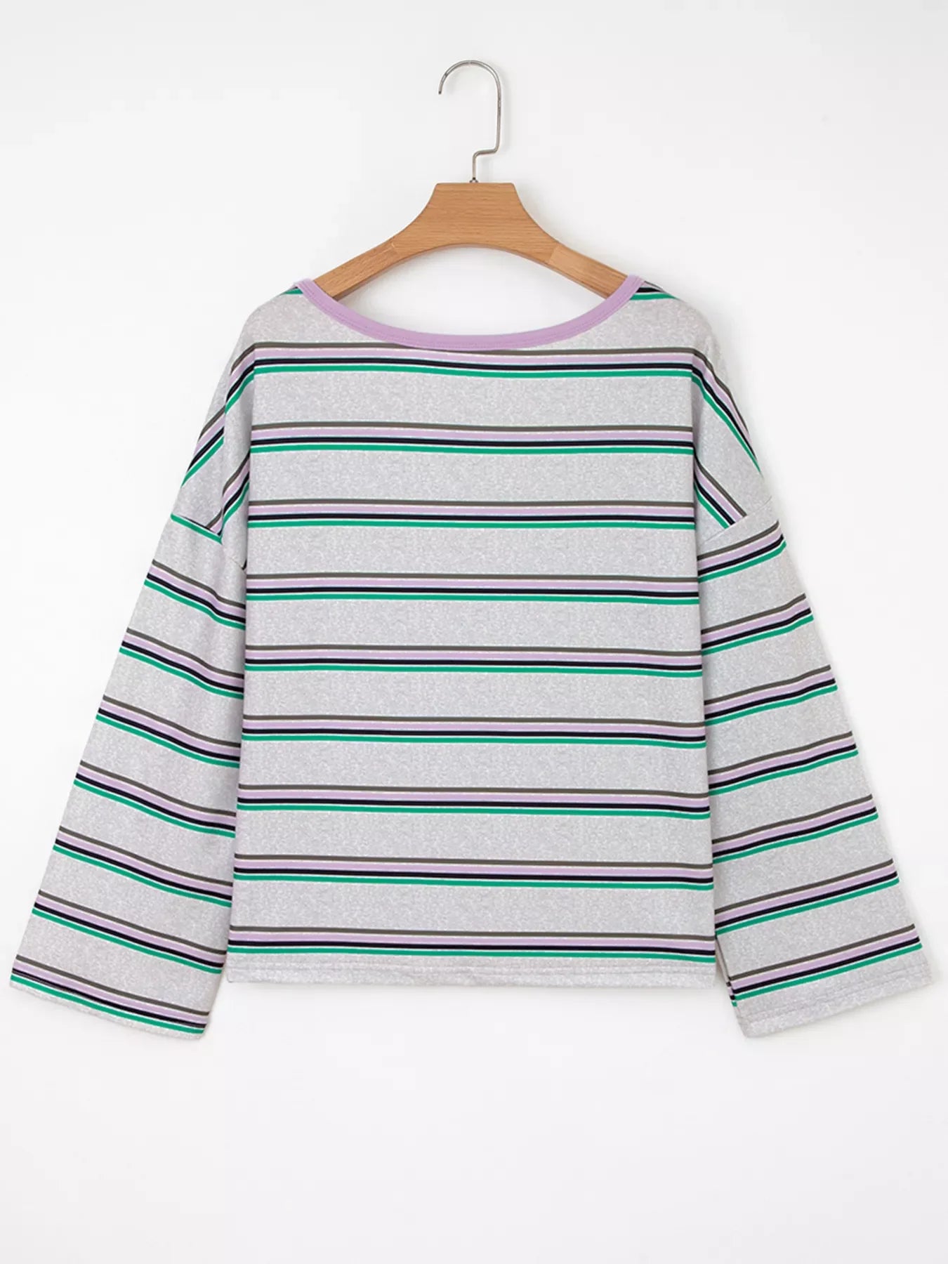 Stripe Oversize Drop Shoulder Long Sleeve Casual Top
