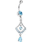Aqua CZ Transforming Teardrop Dangle Belly Ring