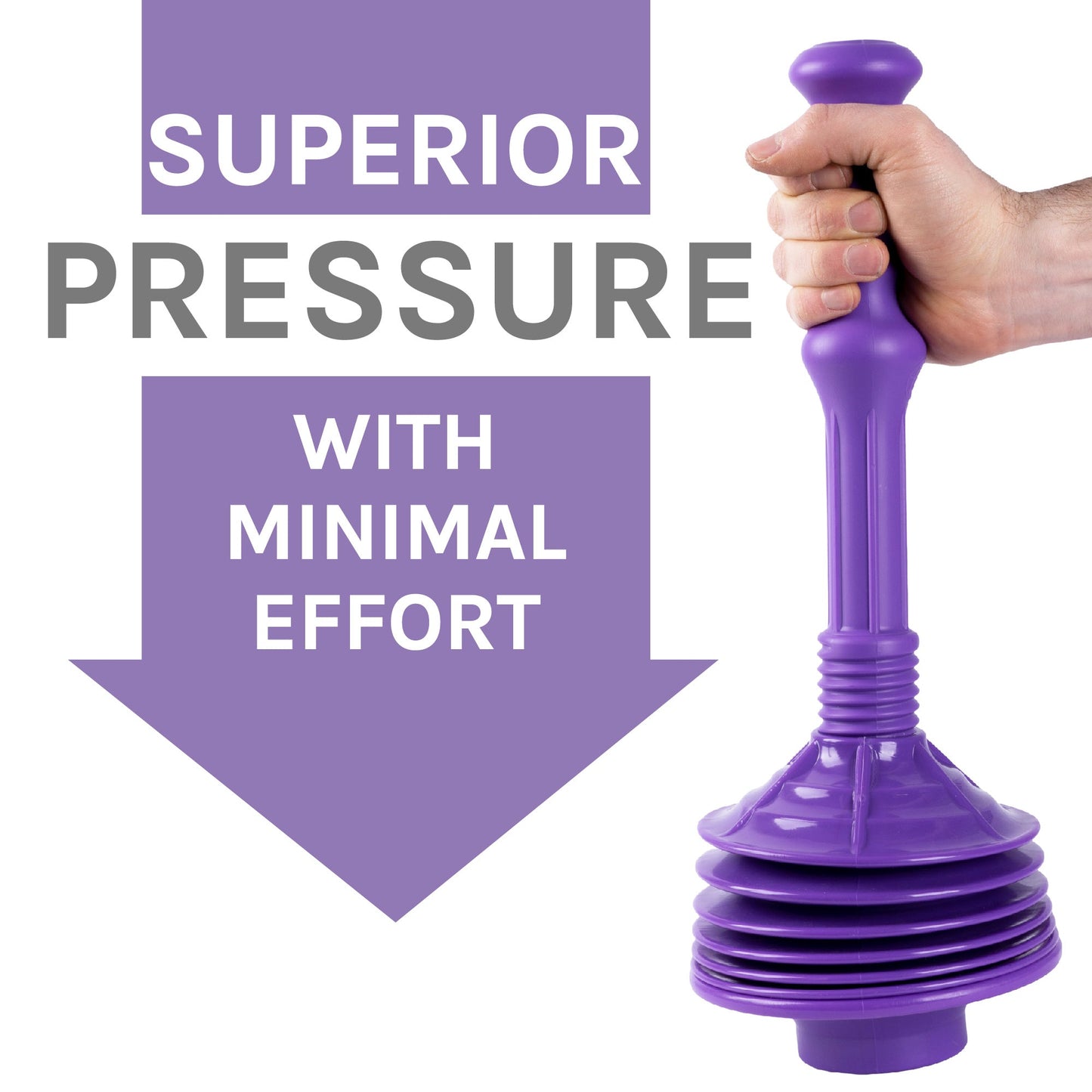 Antimicrobial Bellows Accordion Toilet Plunger with Black Storage Tray (Purple)