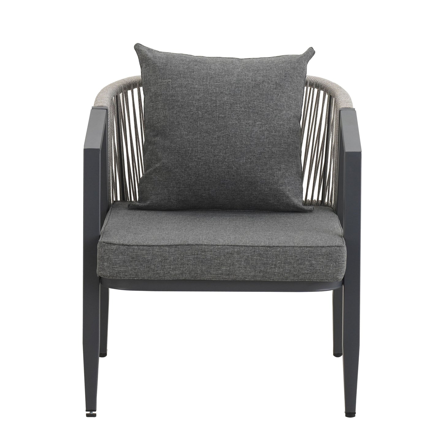 Outdoor Seating Set 4 Piece Bench Chairs Table Iron Gray