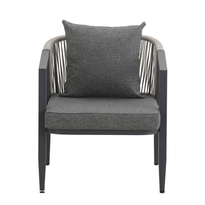 Outdoor Seating Set 4 Piece Bench Chairs Table Iron Gray