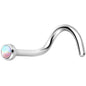 18G White Synthetic Opal Stainless Steel Nose Screw