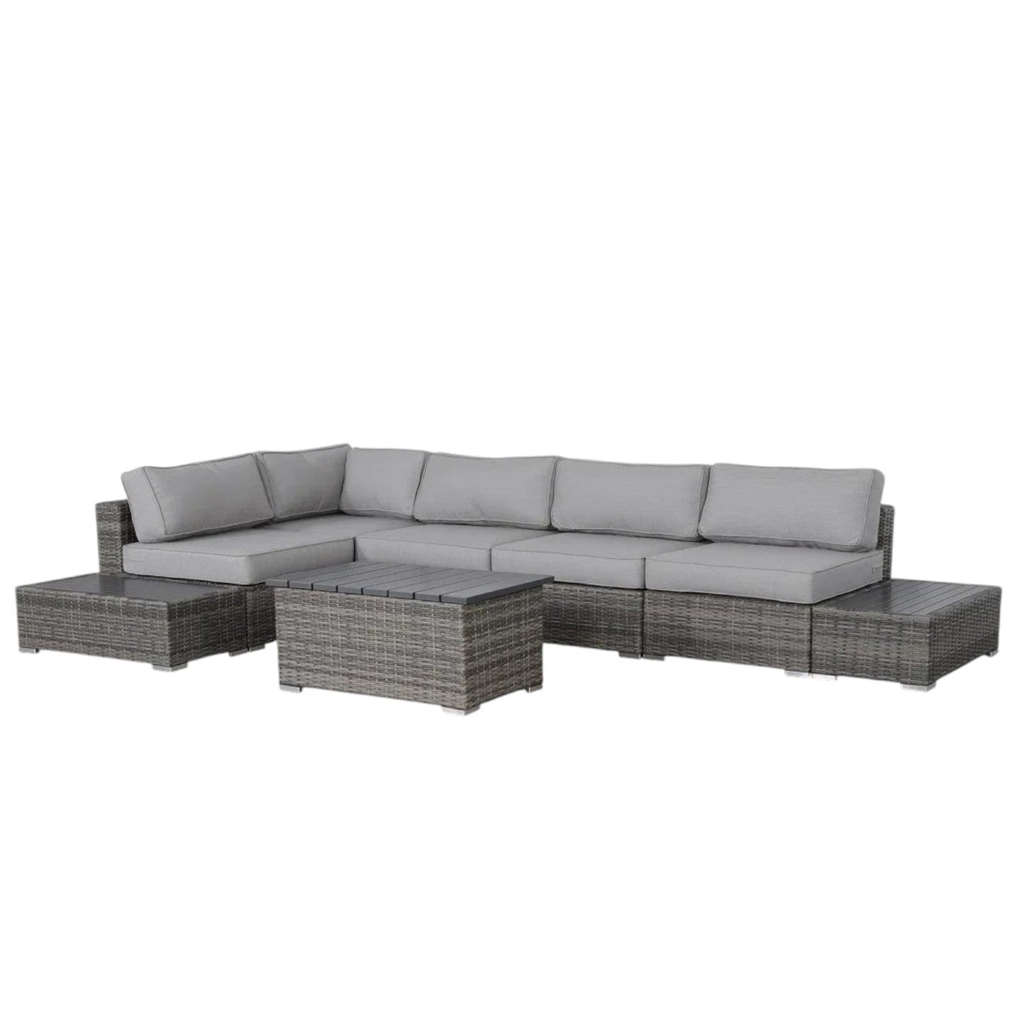 Outdoor Sectional Set HDPE Wicker Brown 8pc