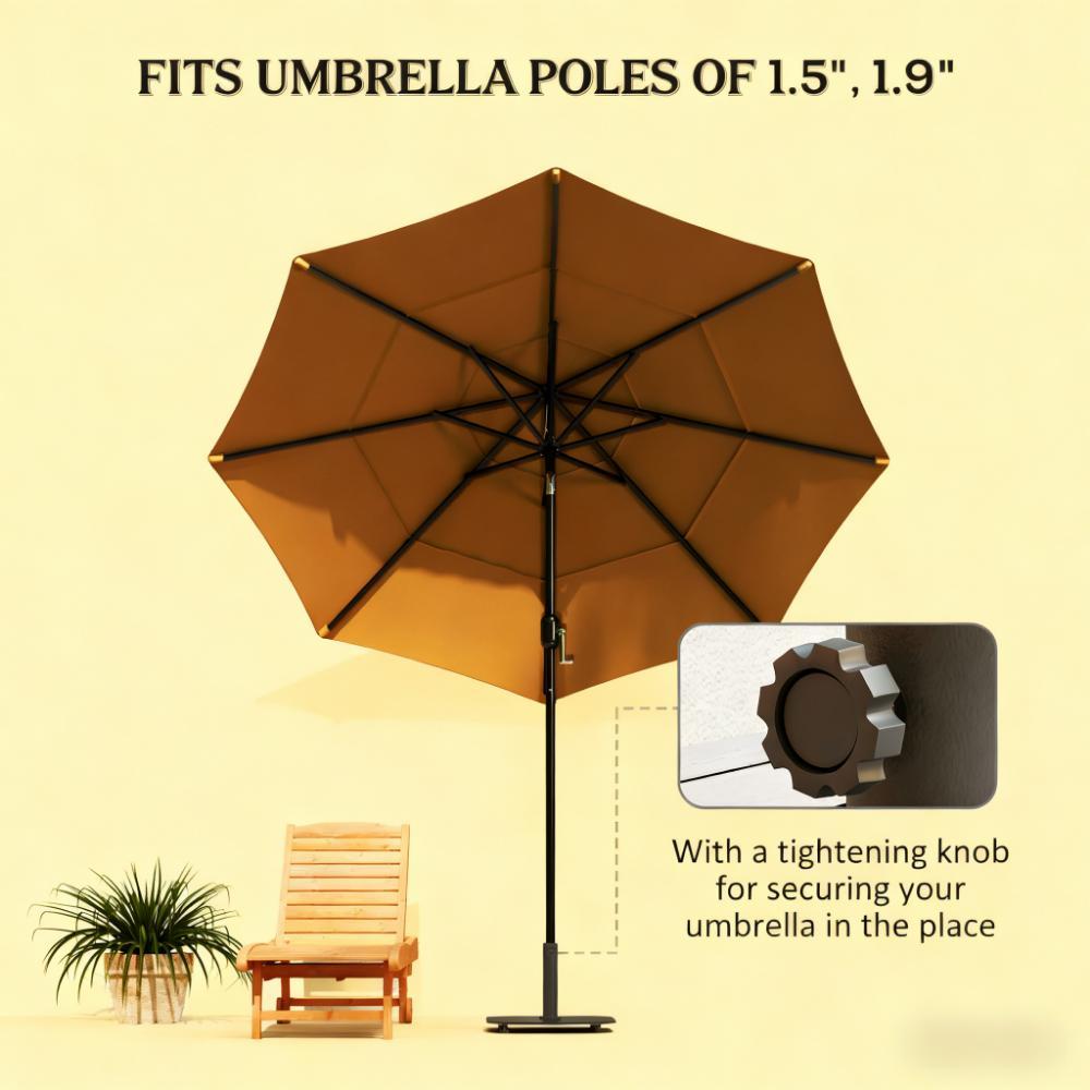 Patio Umbrella Stand Base 17.7" Square Black Heavy Duty