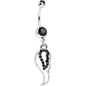 Black Gem Sparkling Angel Wing Hollow Dangle Belly Ring
