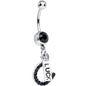 Black Gem Double the Luck Horseshoe Dangle Belly Ring