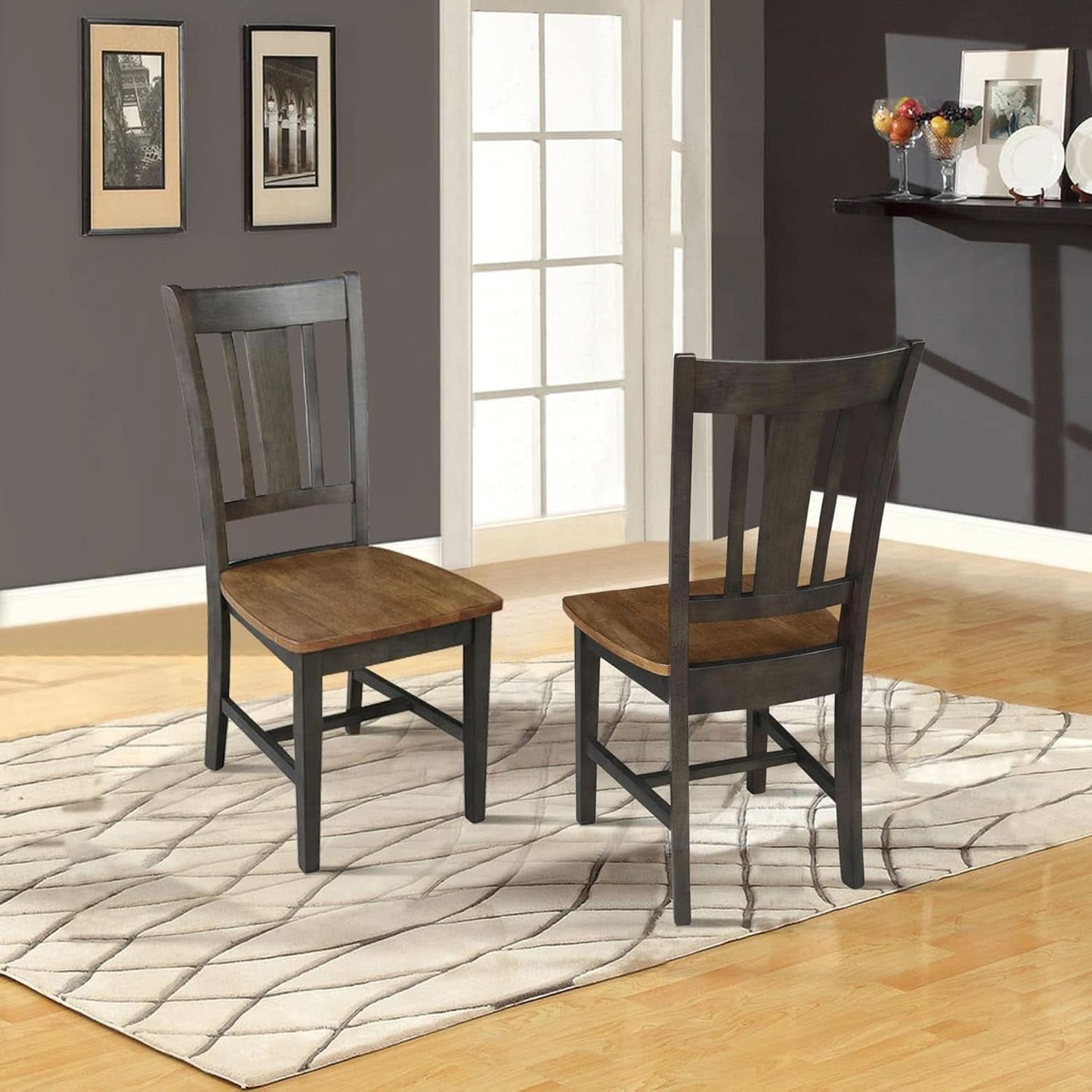 International Concepts Splatback Dining Chair Hickory Washed Coal
