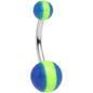 Green Blue Acrylic Striped Candy Belly Ring