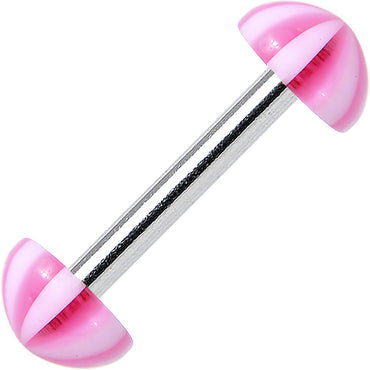 16G Pink White Acrylic Peppermint Love Barbell Eyebrow Ring 5/16