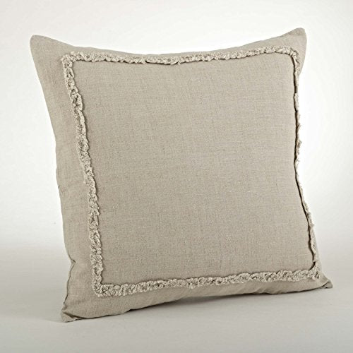 Fennco Styles Matilde Ruffled Design 100% Linen Decorative Down Filled Throw Pillow 20 x 20 Inch