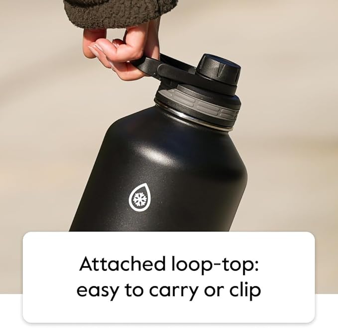 Thermoflask Double Wall Vacuum Insulated Stainless Steel Water Bottle (Onyx Black/Splash)