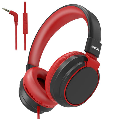 Kids Headphones Volume Limited 85/94dB - Wired Over-Ear Foldable Headset with Microphone Pink