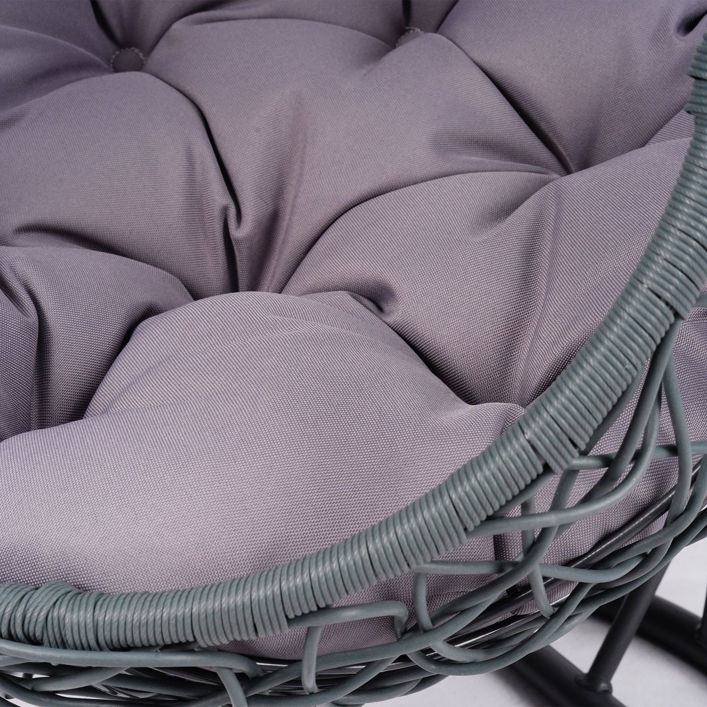 Cat Swing Bed with Stand and Cushion, Rattan Wicker Egg Chair Style, Gray