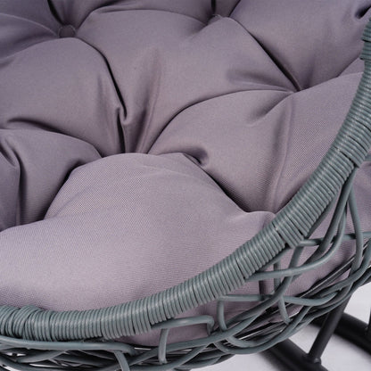 Cat Swing Bed with Stand and Cushion, Rattan Wicker Egg Chair Style, Gray
