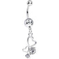 Clear Gem Glimmering Kindred Hearts Dangle Belly Ring