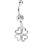 Clear Gem Lucky in Love Clover Dangle Belly Ring