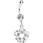 Crystalline Gem Summertime Open Flower Petal Dangle Belly Ring