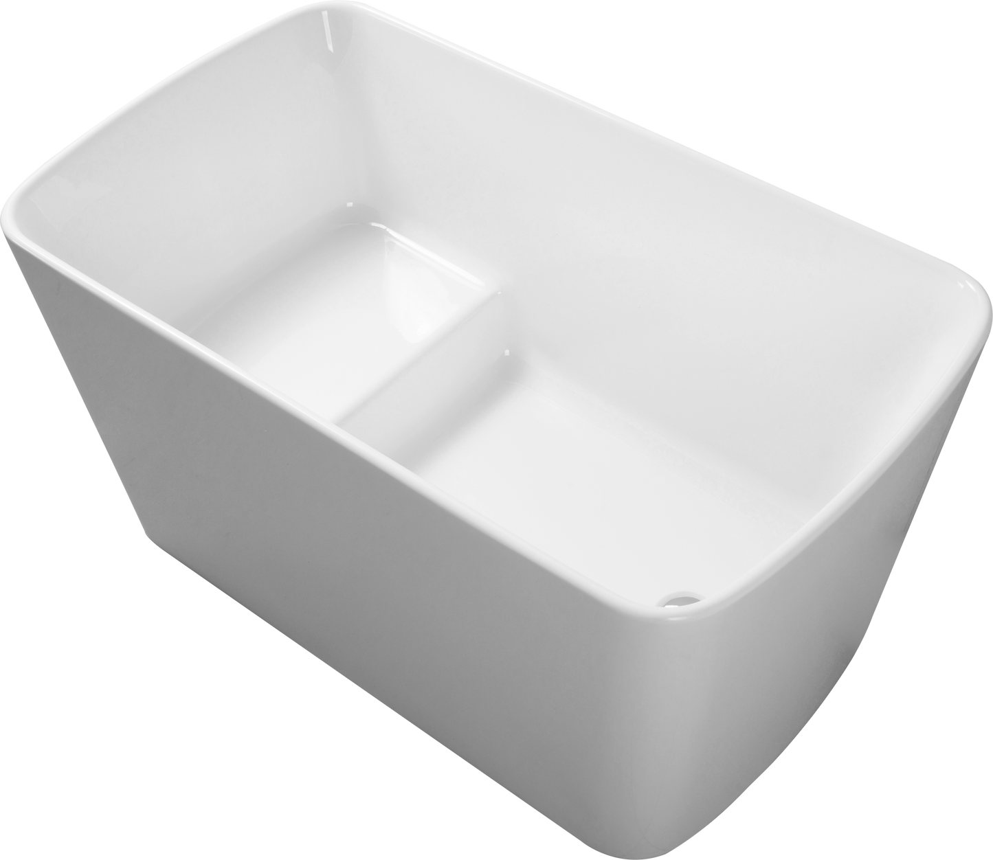 49in Acrylic Freestanding Soaking Bathtub, Square Japanese Sit-In, Chrome Drain