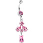 Pink Cubic Zirconia Dazzling Drops of Rain Dangle Belly Ring