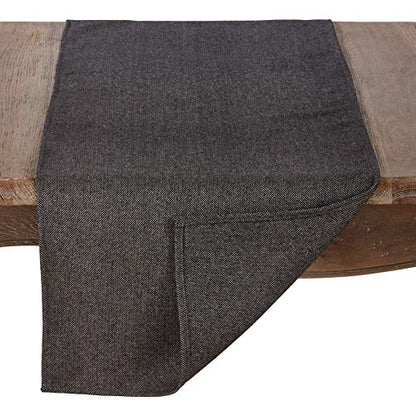 Fennco Styles Modern Black Tweed Design Wool and Poly Blend Table Runner