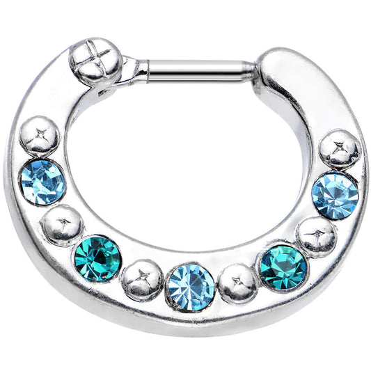 16G 1/4 Blue and Aqua Gem Septum Clicker