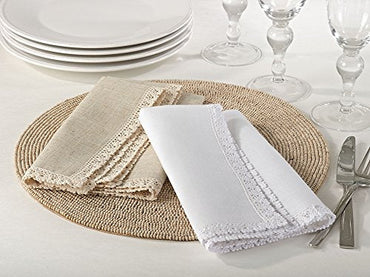 Fennco Styles Elegant 20-inch Cloth Napkins, Set of 4 (White)
