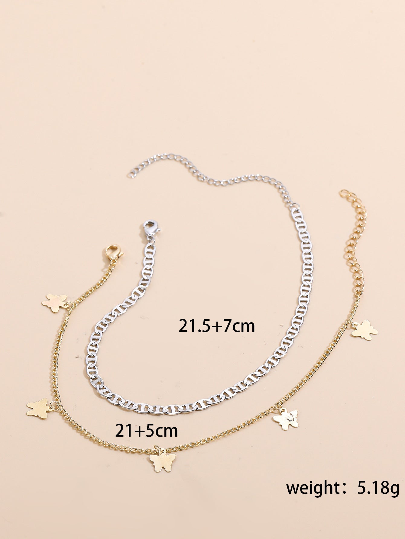 Bohemian-style Cross And Double-heart Multi-layer Anklet