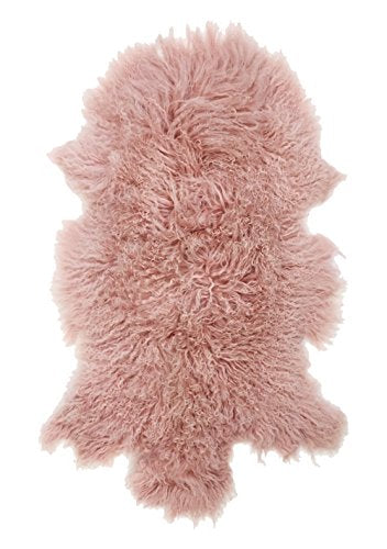 Fennco Styles Luxury Mongolian Lamb Fur Throw Rug, 20"x35"