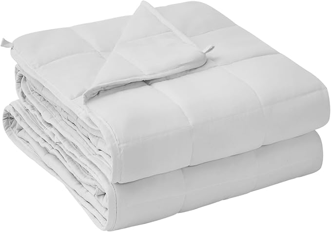 yescool Weighted Blanket for Adults (17 lbs, 60" x 80",White) Cooling Heavy Blanket for Sleeping Perfect for 160-180 lbs, Queen Size Breathable Blanket with Premium Glass Bead, Machine Washable